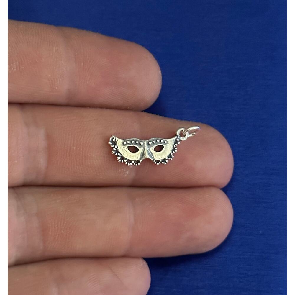 Sterling Silver Mardi Gras Mask Charm, Sterling Silver Mardi Gras Mask Pendant